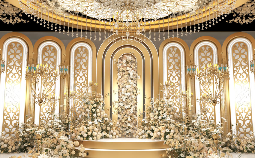 华阴香槟色调婚礼堂效果展示